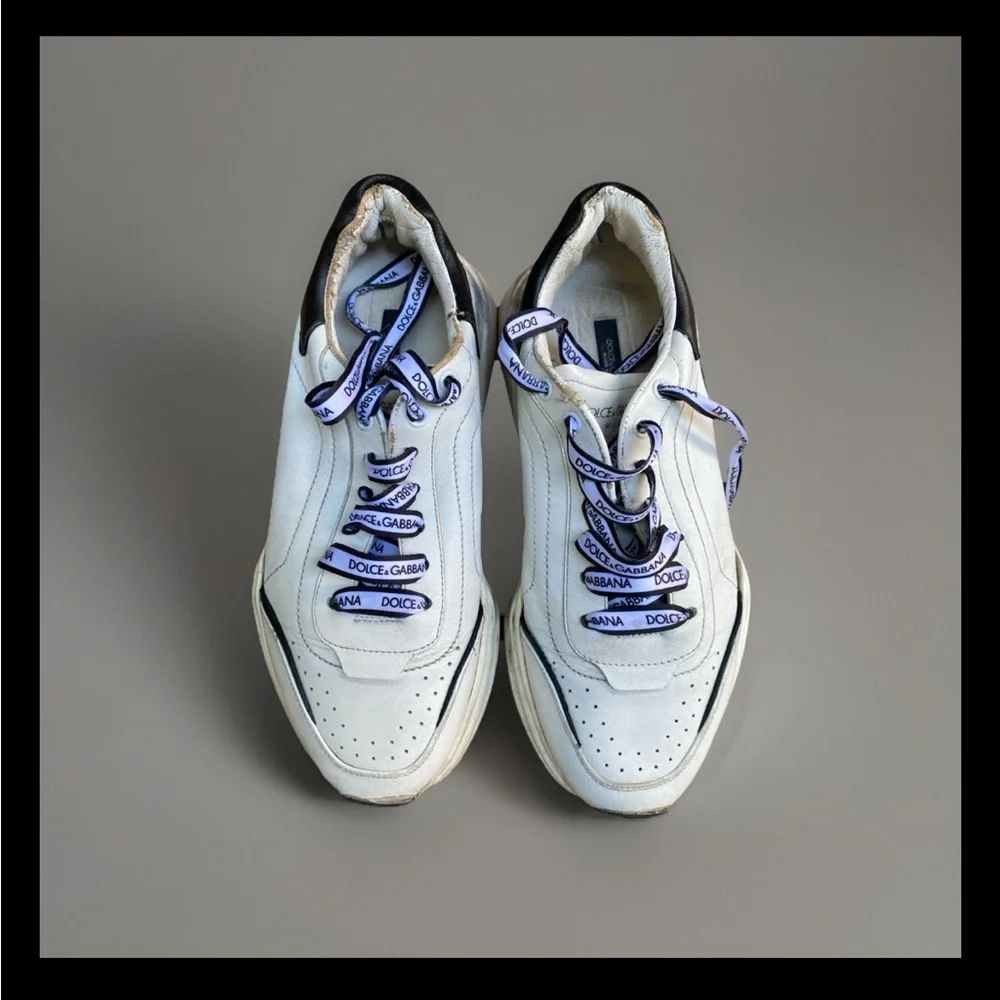 Dolce & Gabbana White Leather Daymaster 7.5 Preowned Sneakers Italy